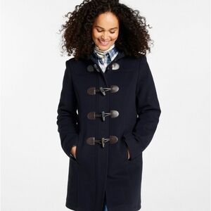L.L. BEAN Lambswool Thinsulate Navy Duffel Toggle Coat Size 14 Petite